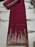 New Arrival 3 Pcs Lawa Silk Crystal Cutdana Border Style Dupata With Silk Trouser