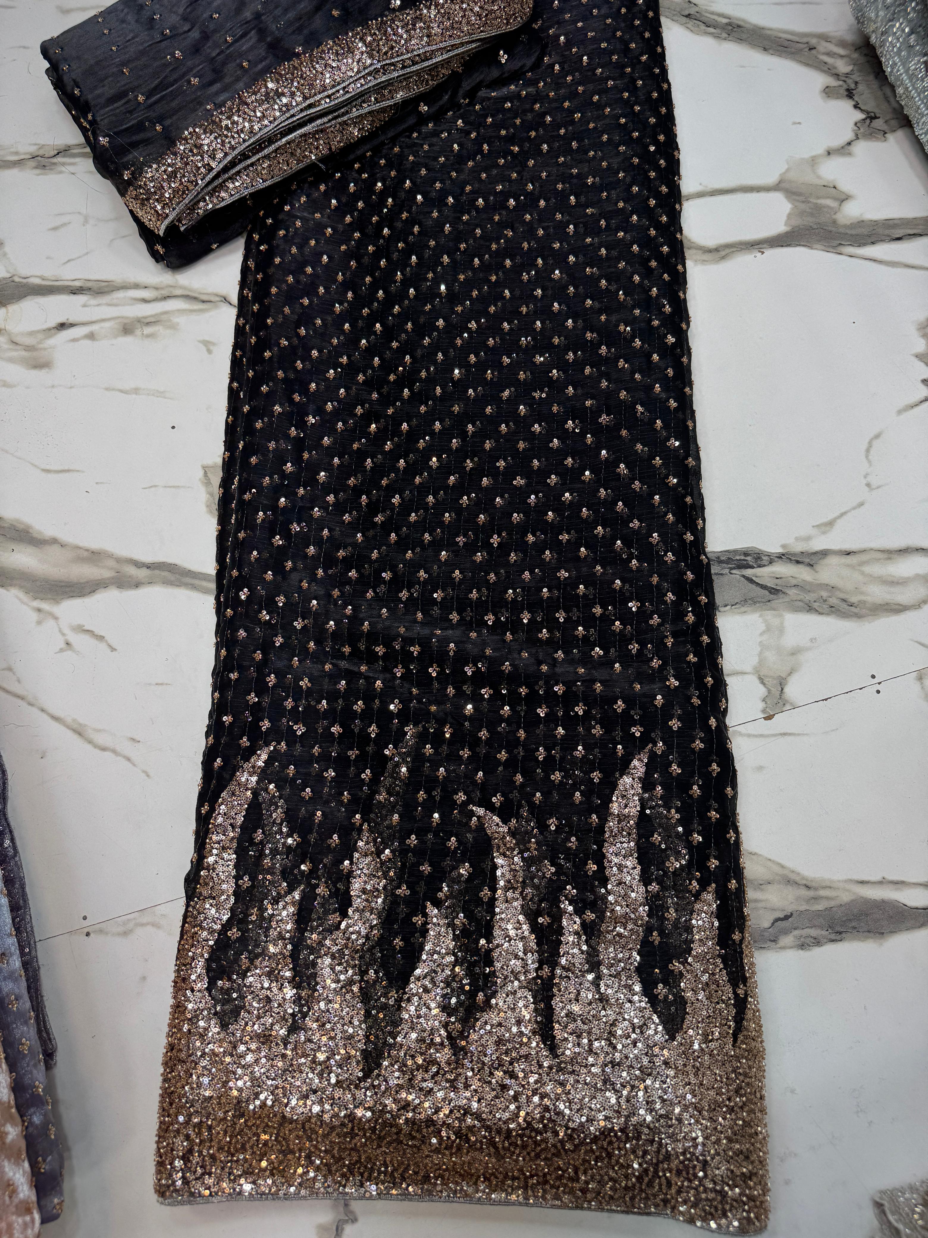 New Arrival 3 Pcs Lawa Silk Crystal Cutdana Border Style Dupata With Silk Trouser