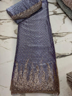 New Arrival 3 Pcs Lawa Silk Crystal Cutdana Border Style Dupata With Silk Trouser