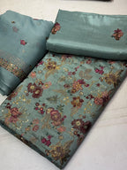 Rawsilk With Chiffon Dupatta  3 Pcs