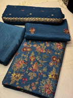 Rawsilk With Chiffon Dupatta  3 Pcs