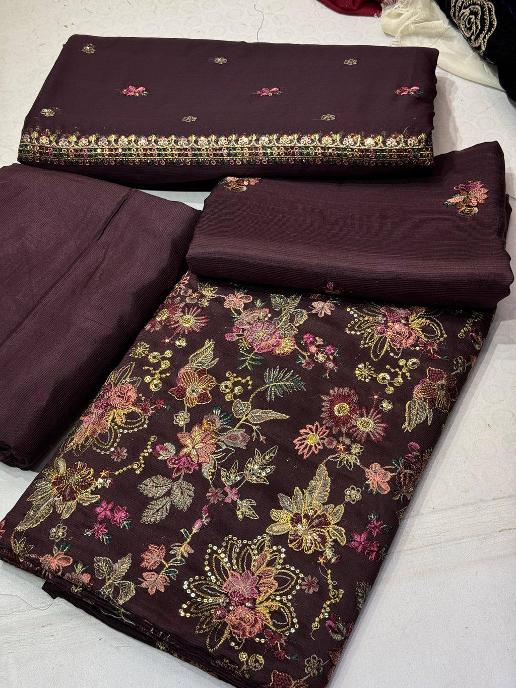 Rawsilk With Chiffon Dupatta  3 Pcs