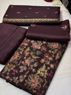 Rawsilk With Chiffon Dupatta  3 Pcs