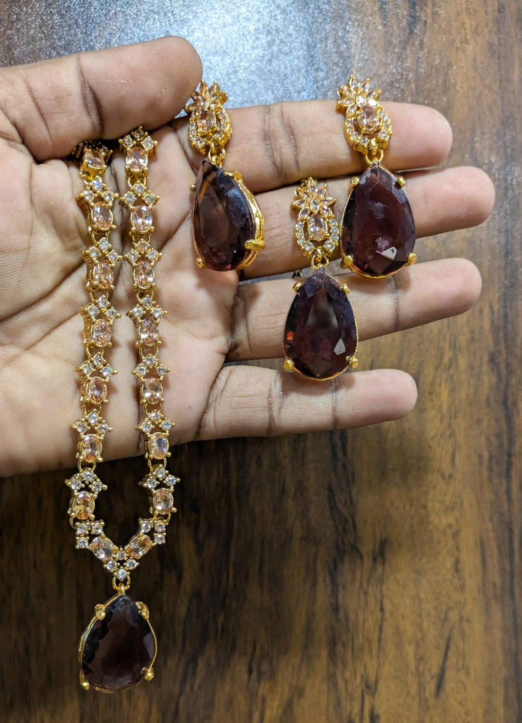 Most beautiful  88 Stone Party Wear Set With Earing Tika