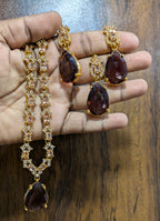 Most beautiful  88 Stone Party Wear Set With Earing Tika