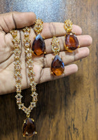 Most beautiful  88 Stone Party Wear Set With Earing Tika