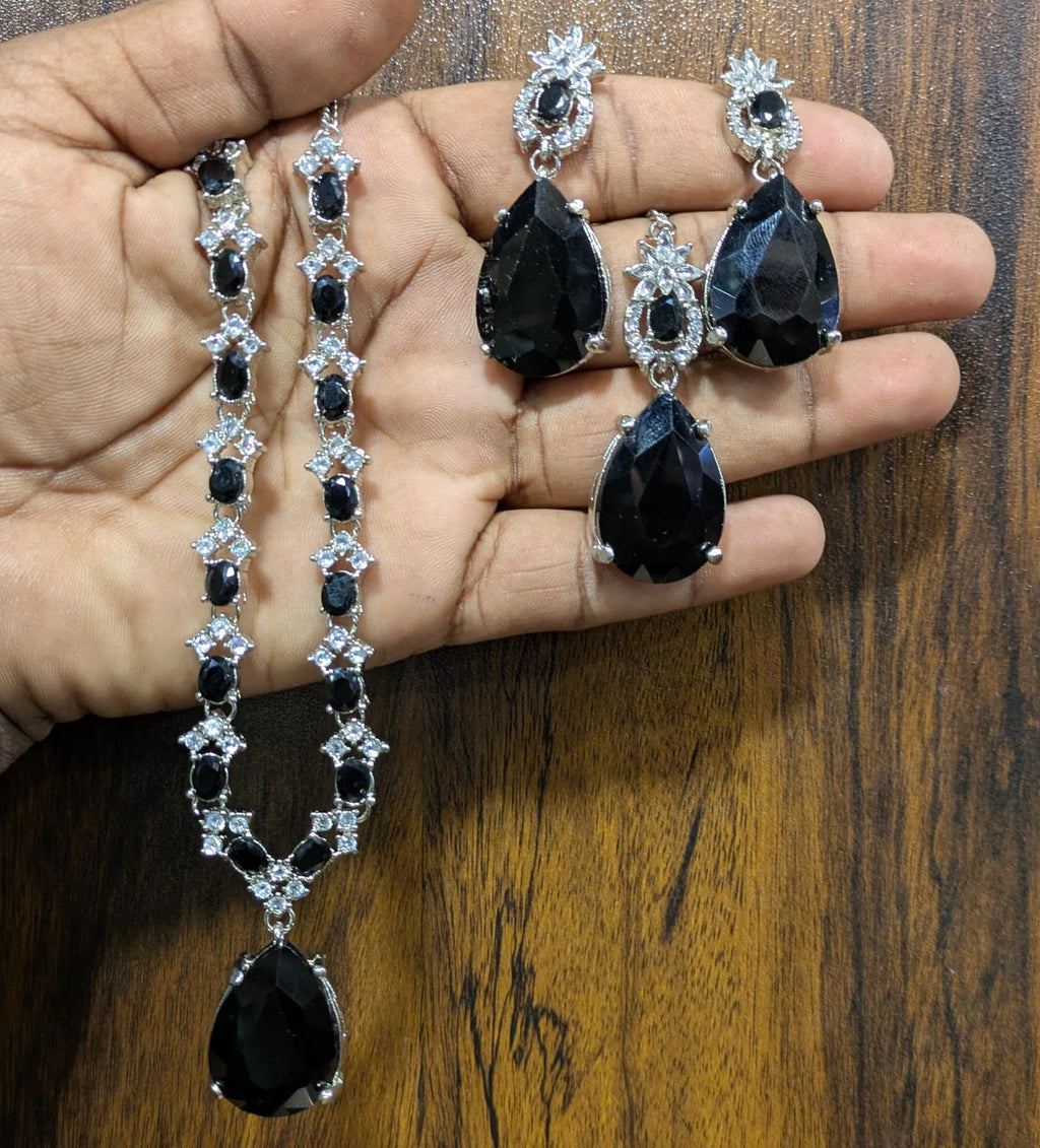 Most beautiful  88 Stone Party Wear Set With Earing Tika