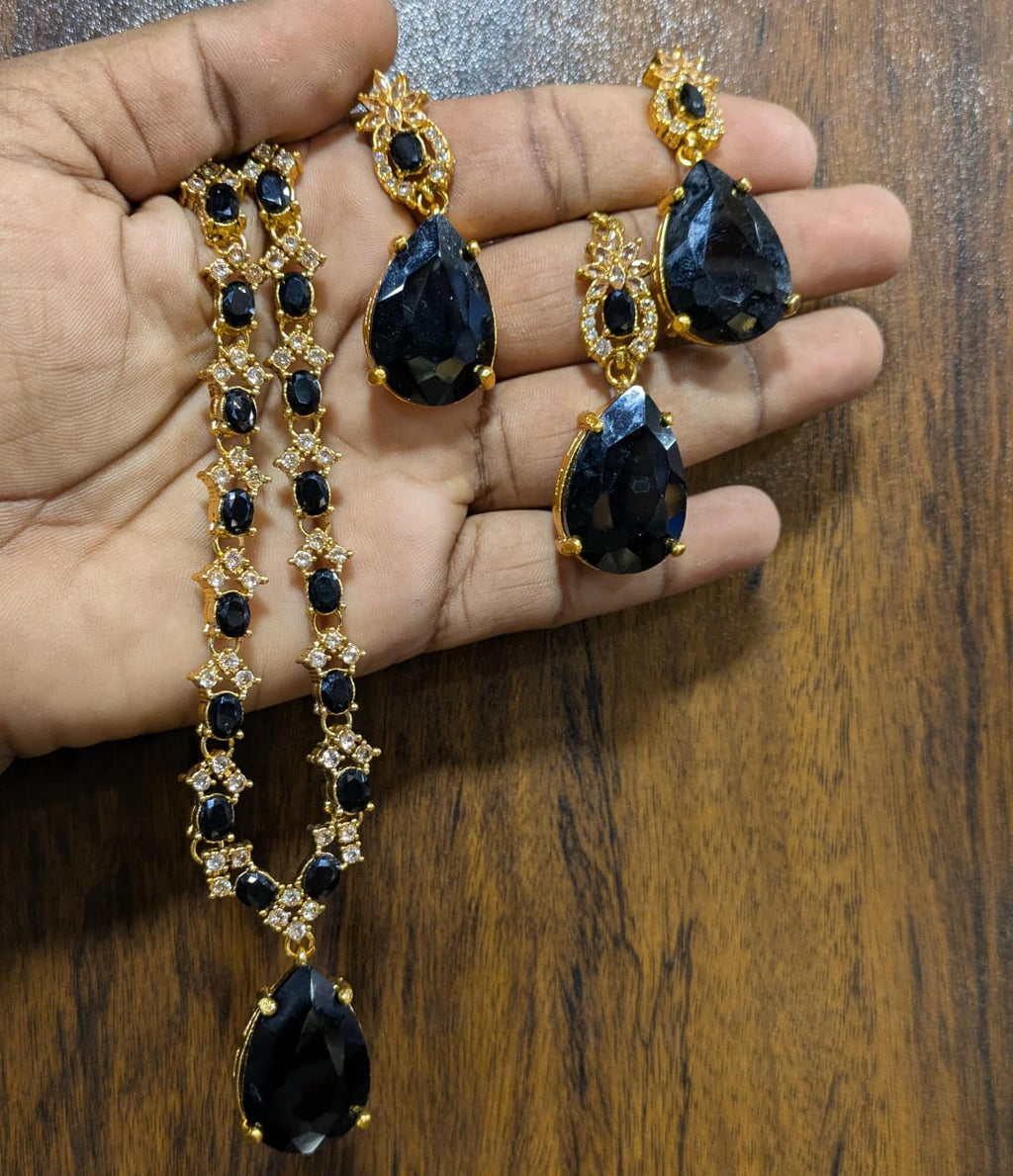 Most beautiful  88 Stone Party Wear Set With Earing Tika