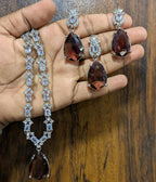 Most beautiful  88 Stone Party Wear Set With Earing Tika