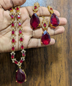 Most beautiful  88 Stone Party Wear Set With Earing Tika