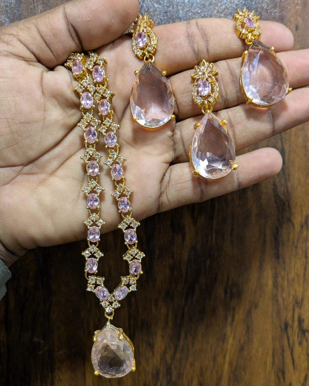 Most beautiful  88 Stone Party Wear Set With Earing Tika