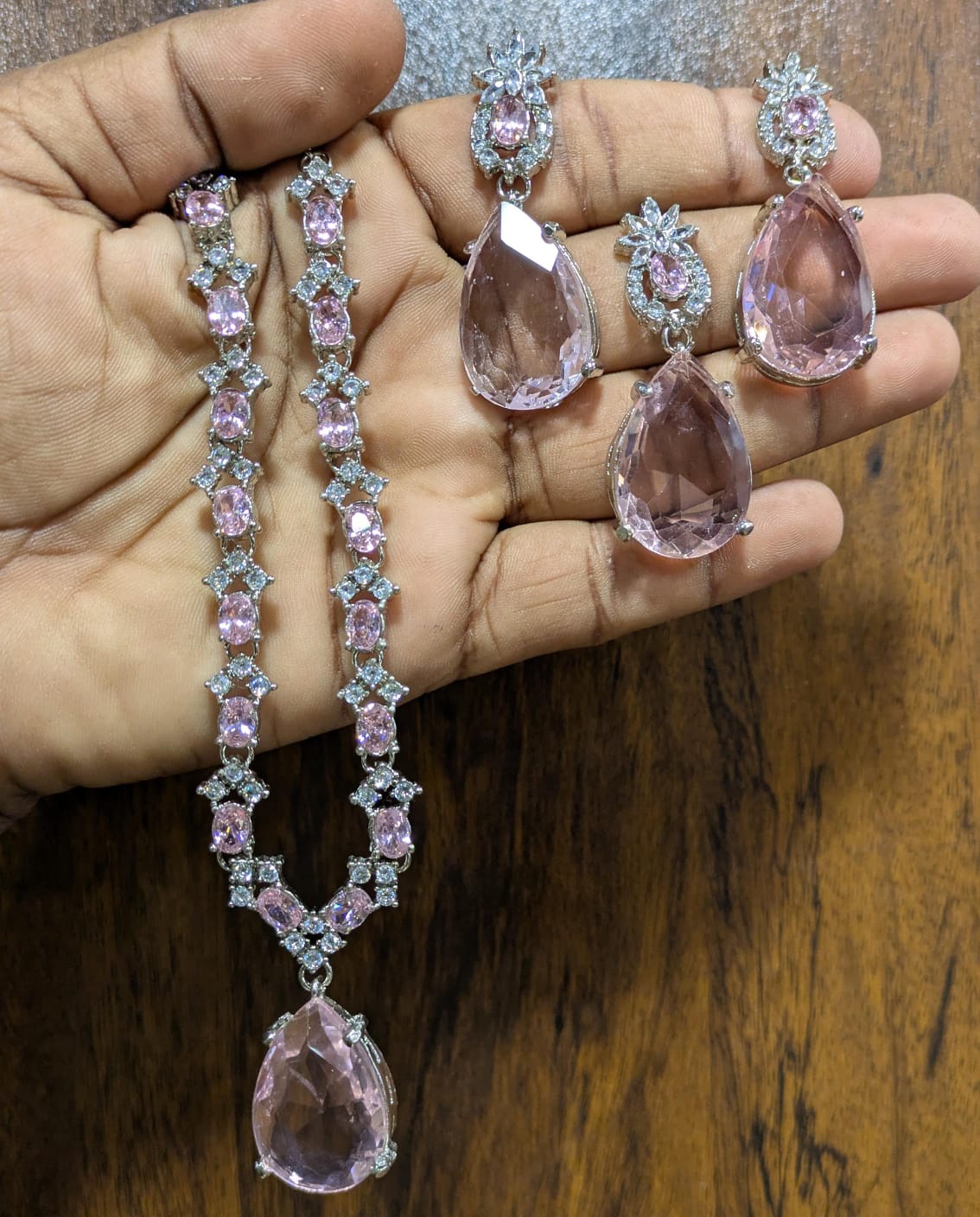 Most beautiful  88 Stone Party Wear Set With Earing Tika