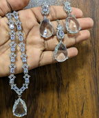 Most beautiful  88 Stone Party Wear Set With Earing Tika