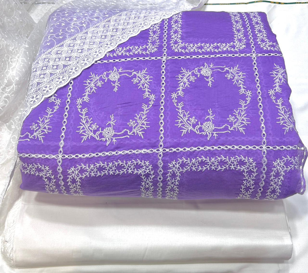 3 Pcs Paper Silk Lawn Shirt With Bareeze Trouser