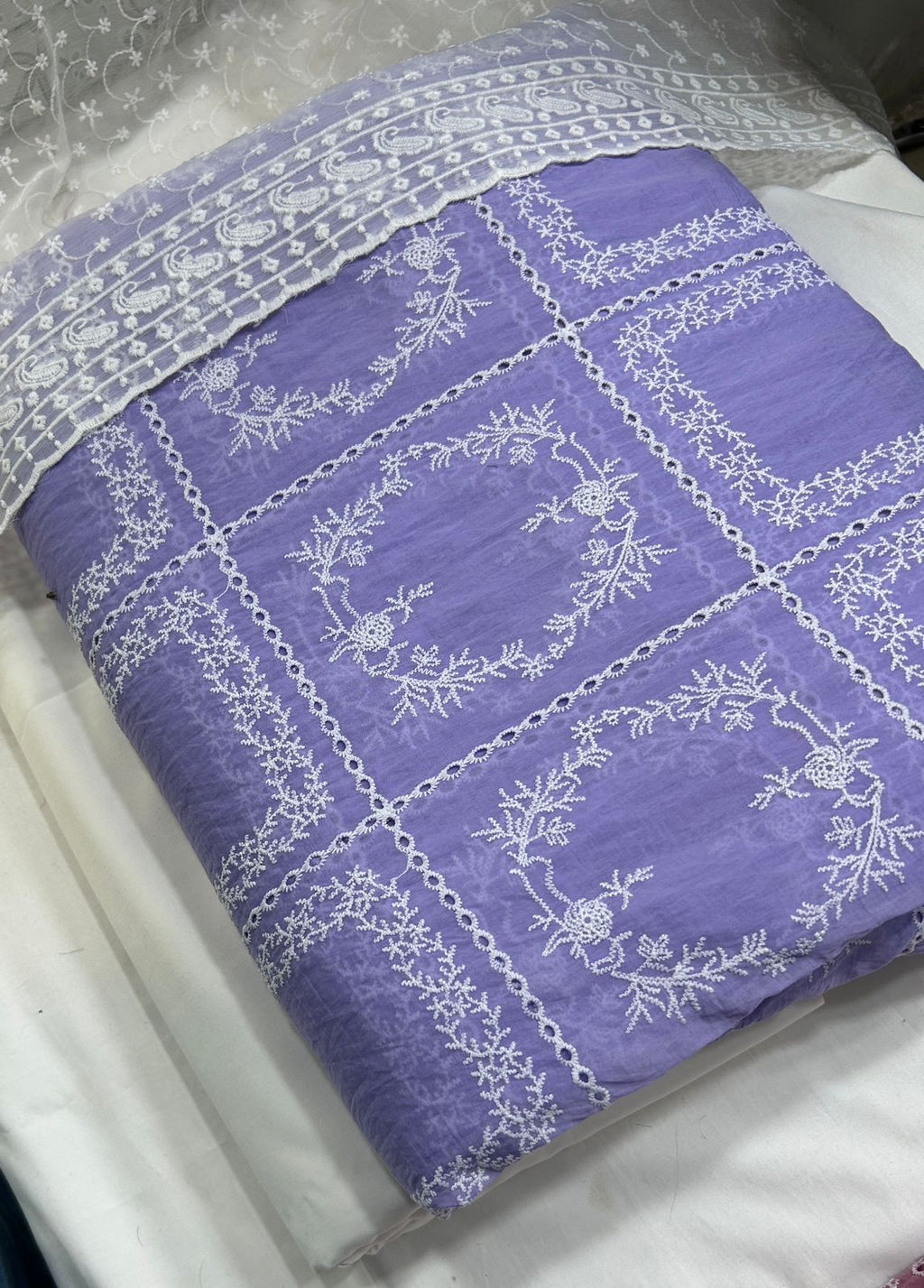 3 Pcs Paper Silk Lawn Shirt With Bareeze Trouser