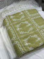 3 Pcs Paper Silk Lawn Shirt With Bareeze Trouser