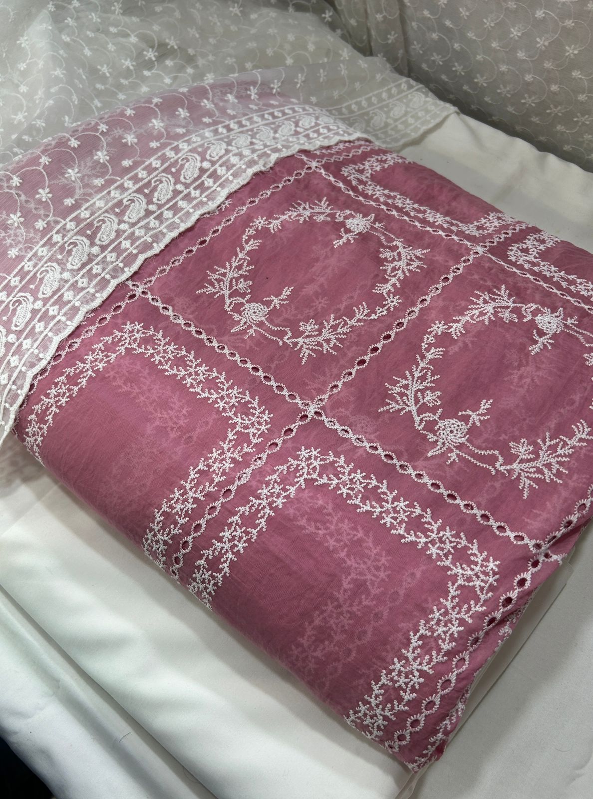 3 Pcs Paper Silk Lawn Shirt With Bareeze Trouser