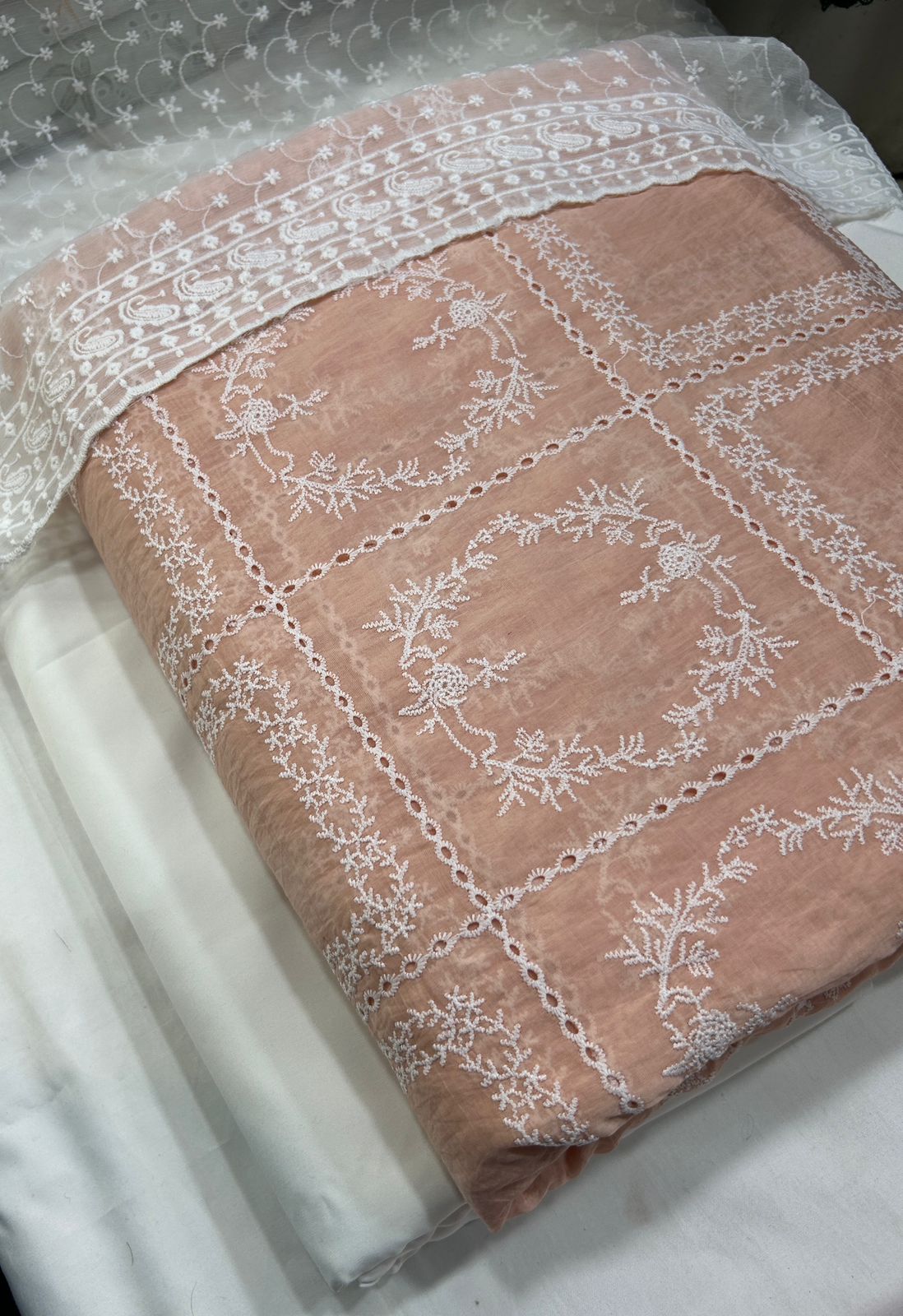 3 Pcs Paper Silk Lawn Shirt With Bareeze Trouser