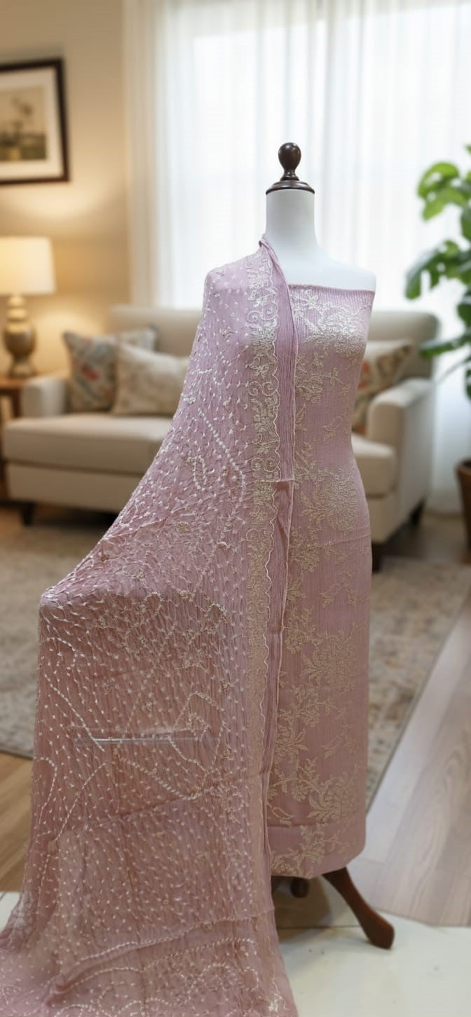 Bamber Chiffon Embroidery Sequence With Chundri