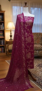 Bamber Chiffon Embroidery Sequence With Chundri