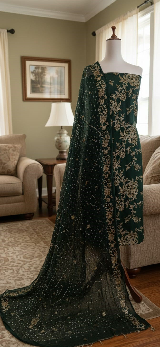 Bamber Chiffon Embroidery Sequence With Chundri