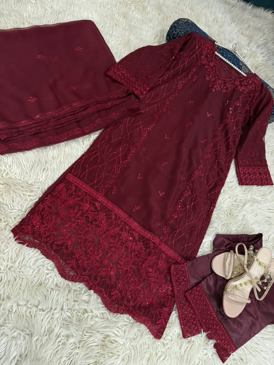 Chiken Kari Sequins Embroidery 3 Pcs