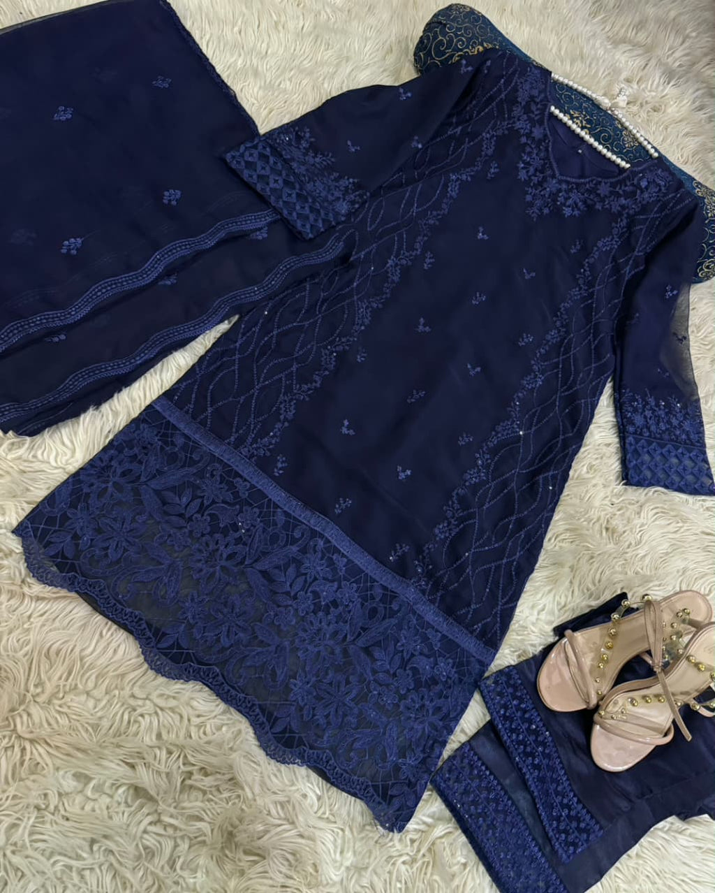 Chiken Kari Sequins Embroidery 3 Pcs