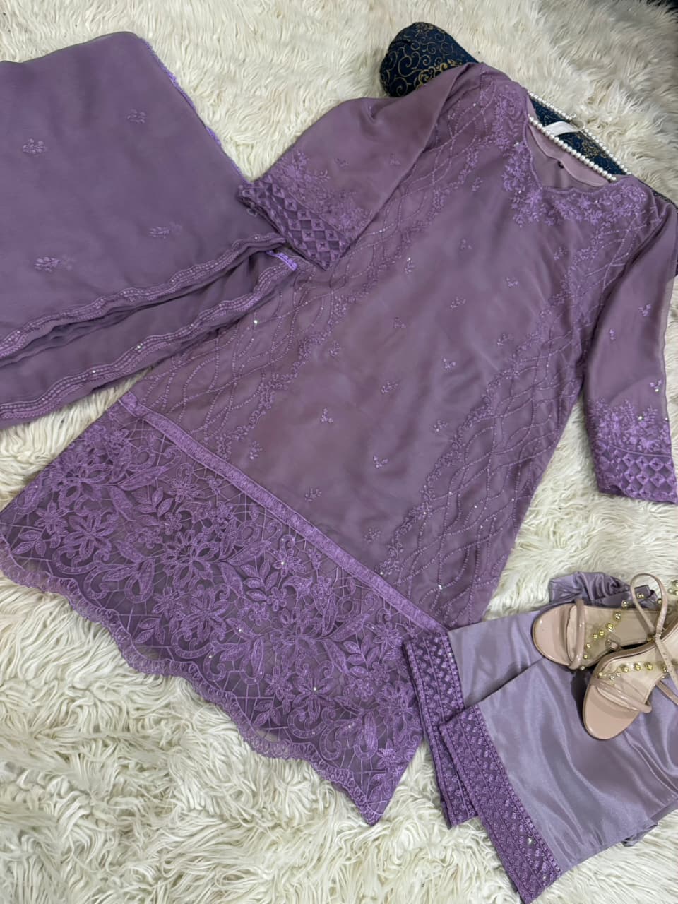 Chiken Kari Sequins Embroidery 3 Pcs