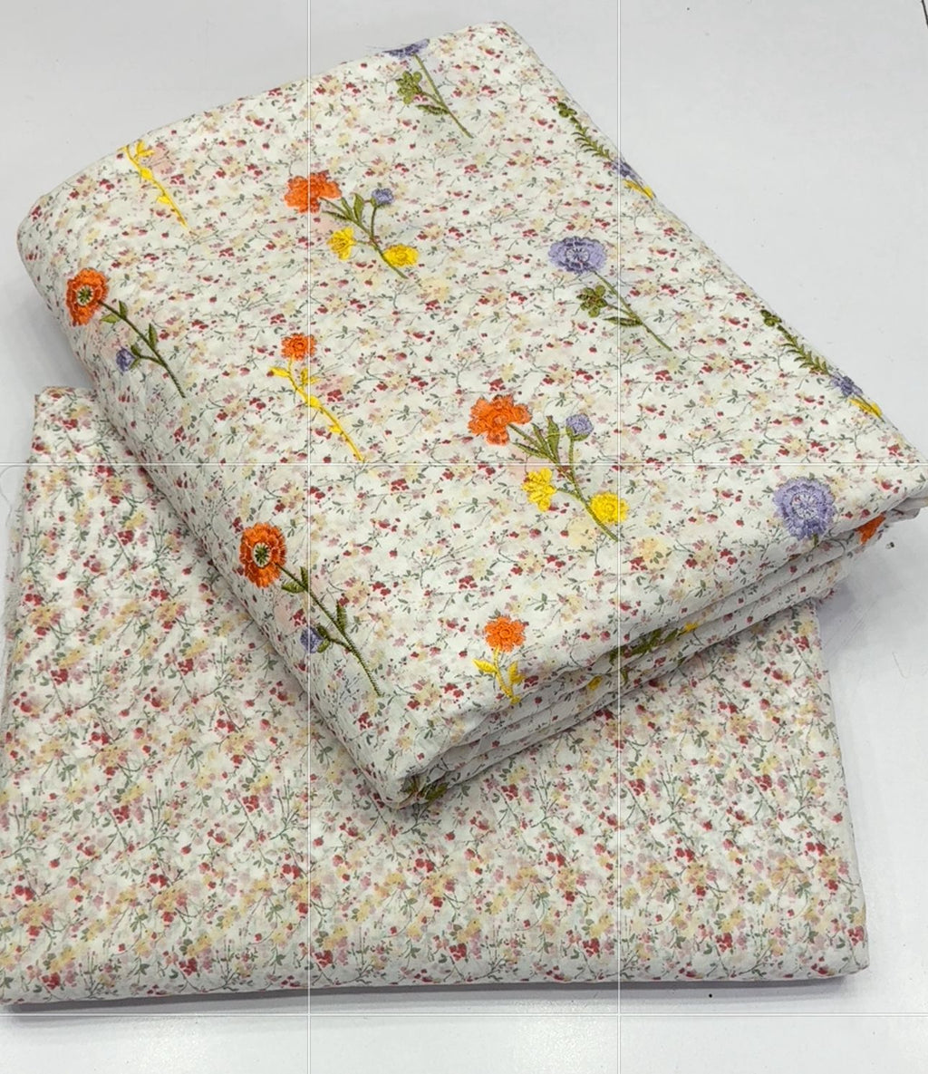 Pure imported lawn with multi embroidery 2 Pcs