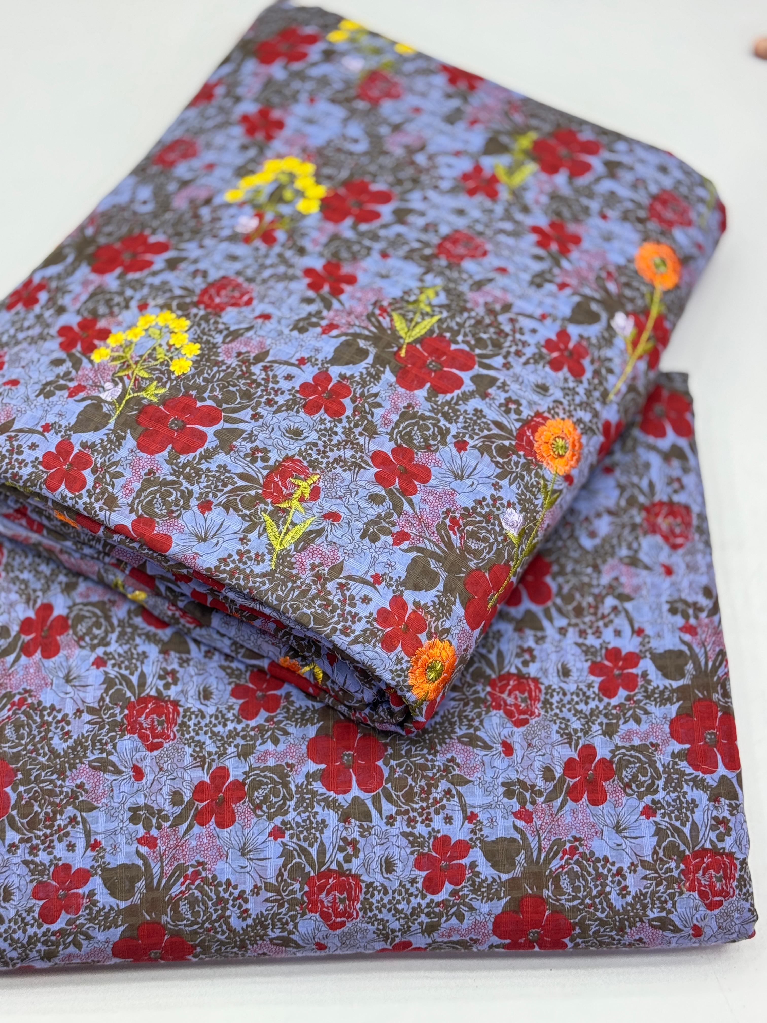 Pure imported lawn with multi embroidery 2 Pcs