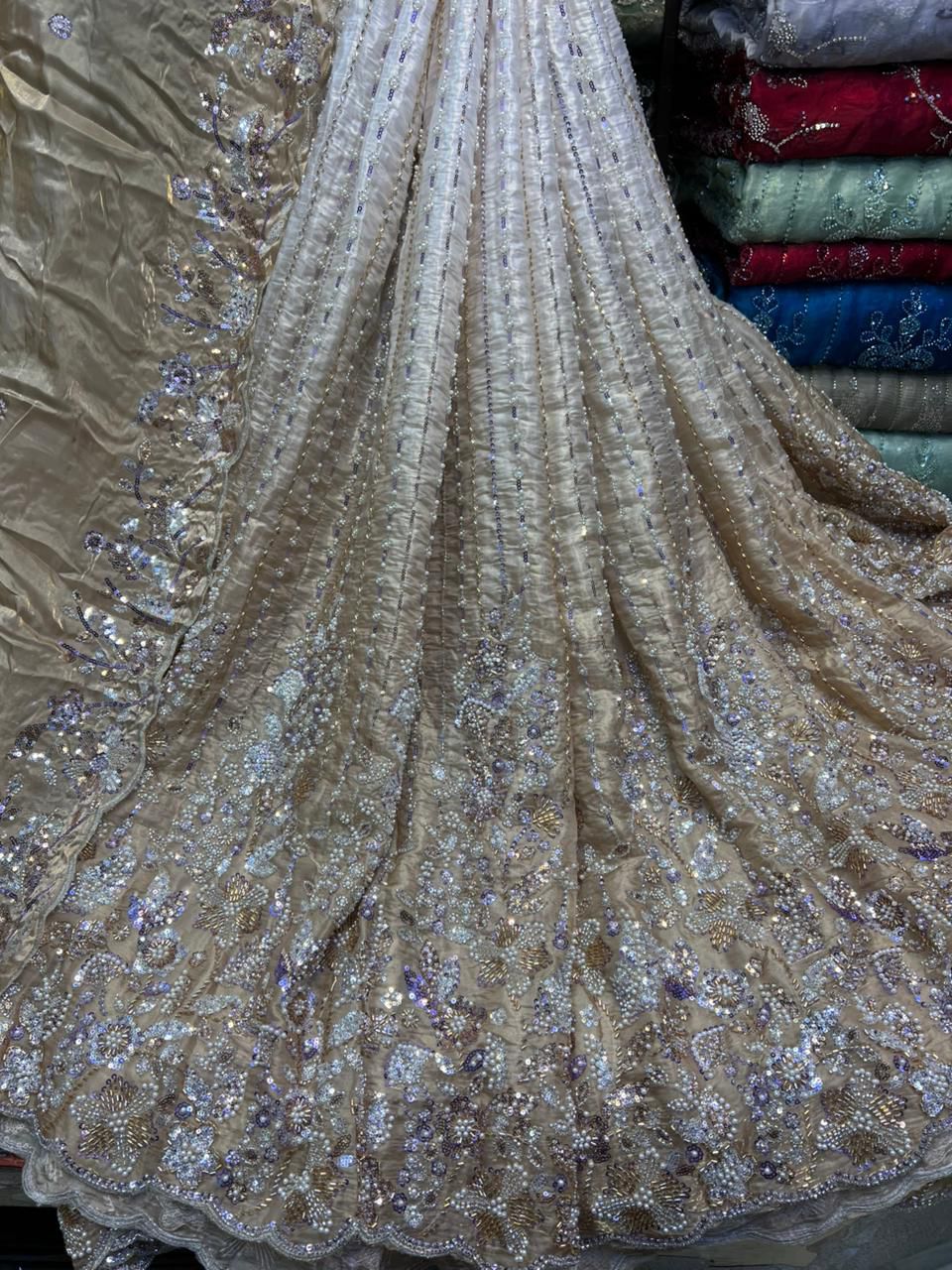 New Arrival Lawa Silk Crystal Multi Cutdana Border Style Dupata With Short Silk Trouser