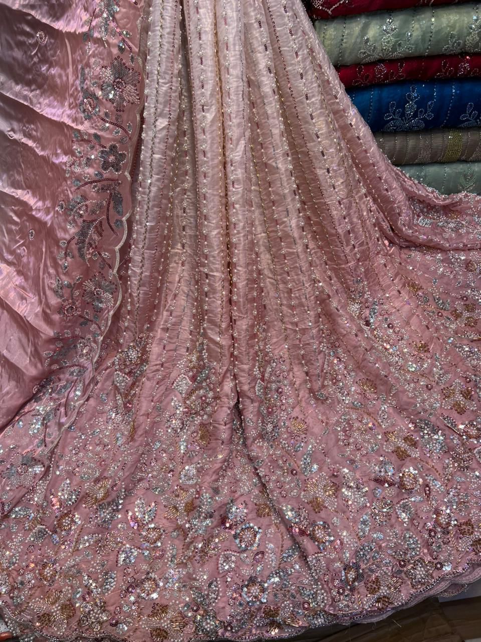 New Arrival Lawa Silk Crystal Multi Cutdana Border Style Dupata With Short Silk Trouser