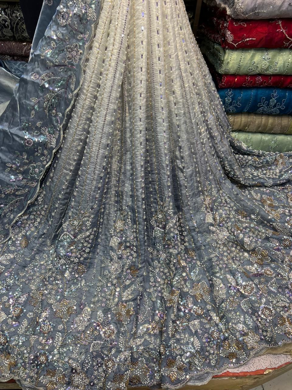 New Arrival Lawa Silk Crystal Multi Cutdana Border Style Dupata With Short Silk Trouser