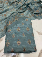 New Arival Russian Silk Katori Sequence Work Medium Silk Dupata + Trouser