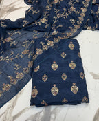 New Arival Russian Silk Katori Sequence Work Medium Silk Dupata + Trouser