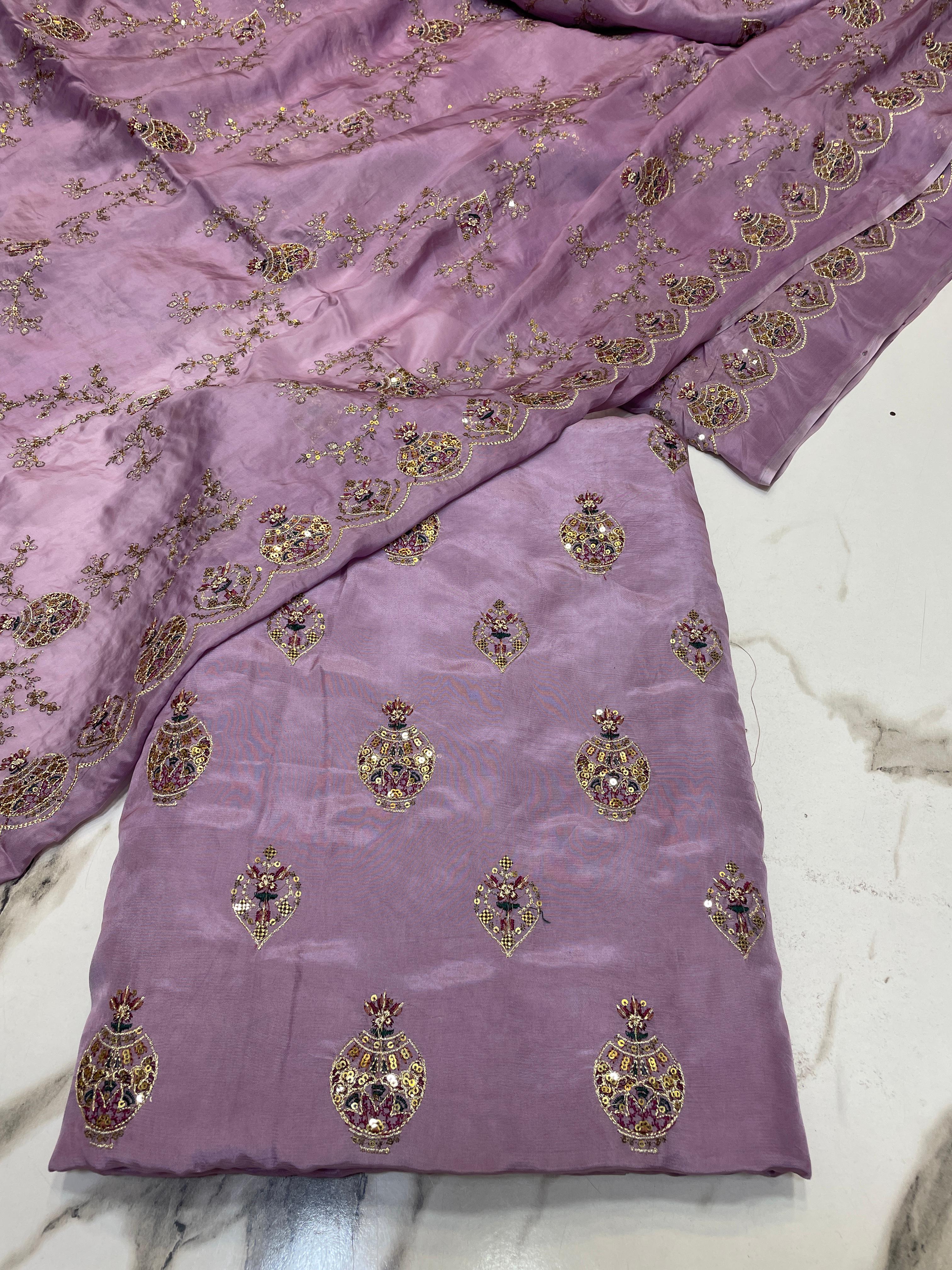 New Arival Russian Silk Katori Sequence Work Medium Silk Dupata + Trouser