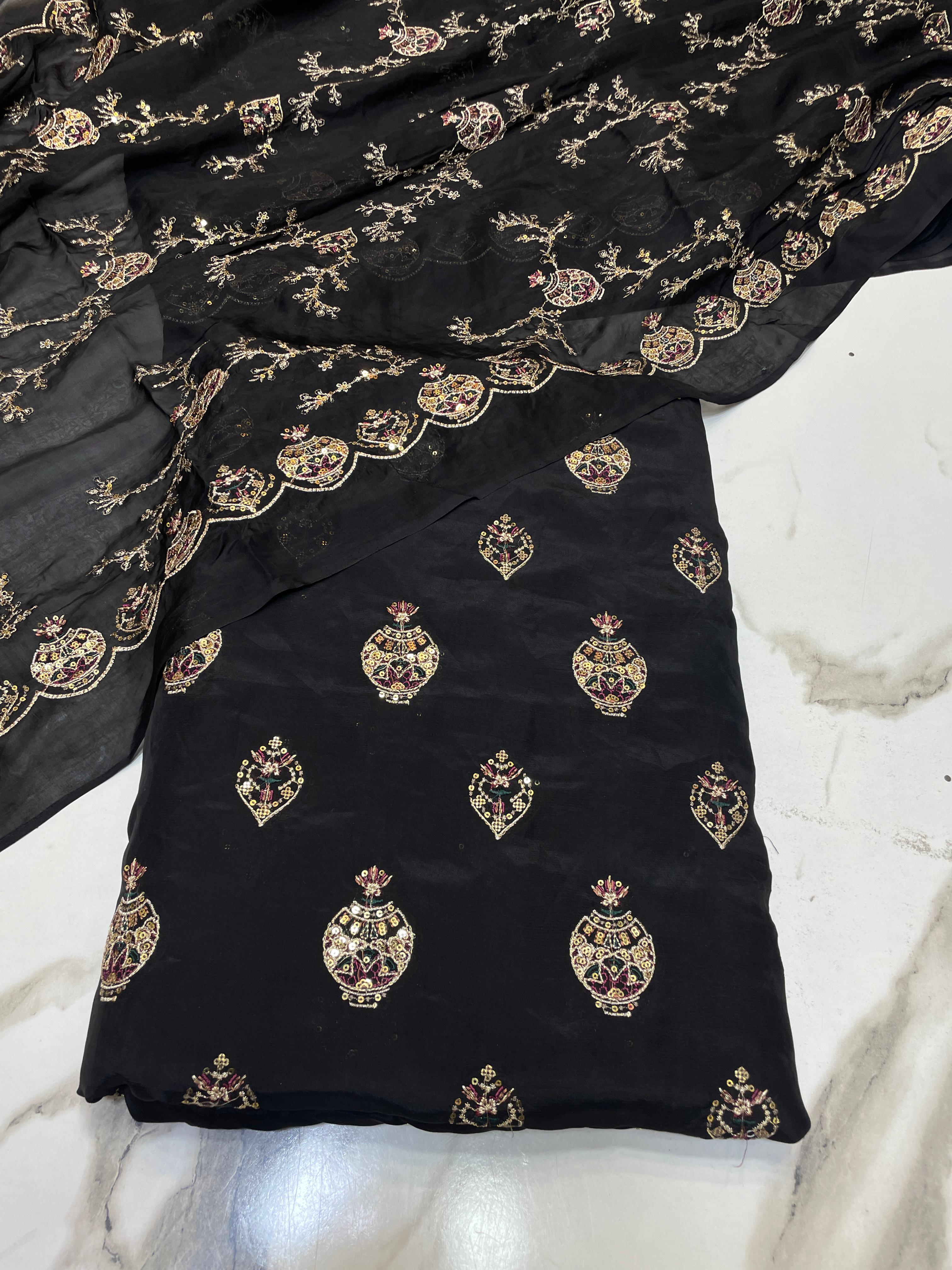 New Arival Russian Silk Katori Sequence Work Medium Silk Dupata + Trouser