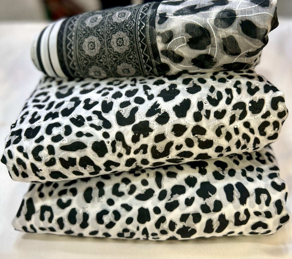 CHICKEN KARI SHIRT WITH PRINTED TROUSER & CHIFFON SOFT EMBROIDERY DUPATA