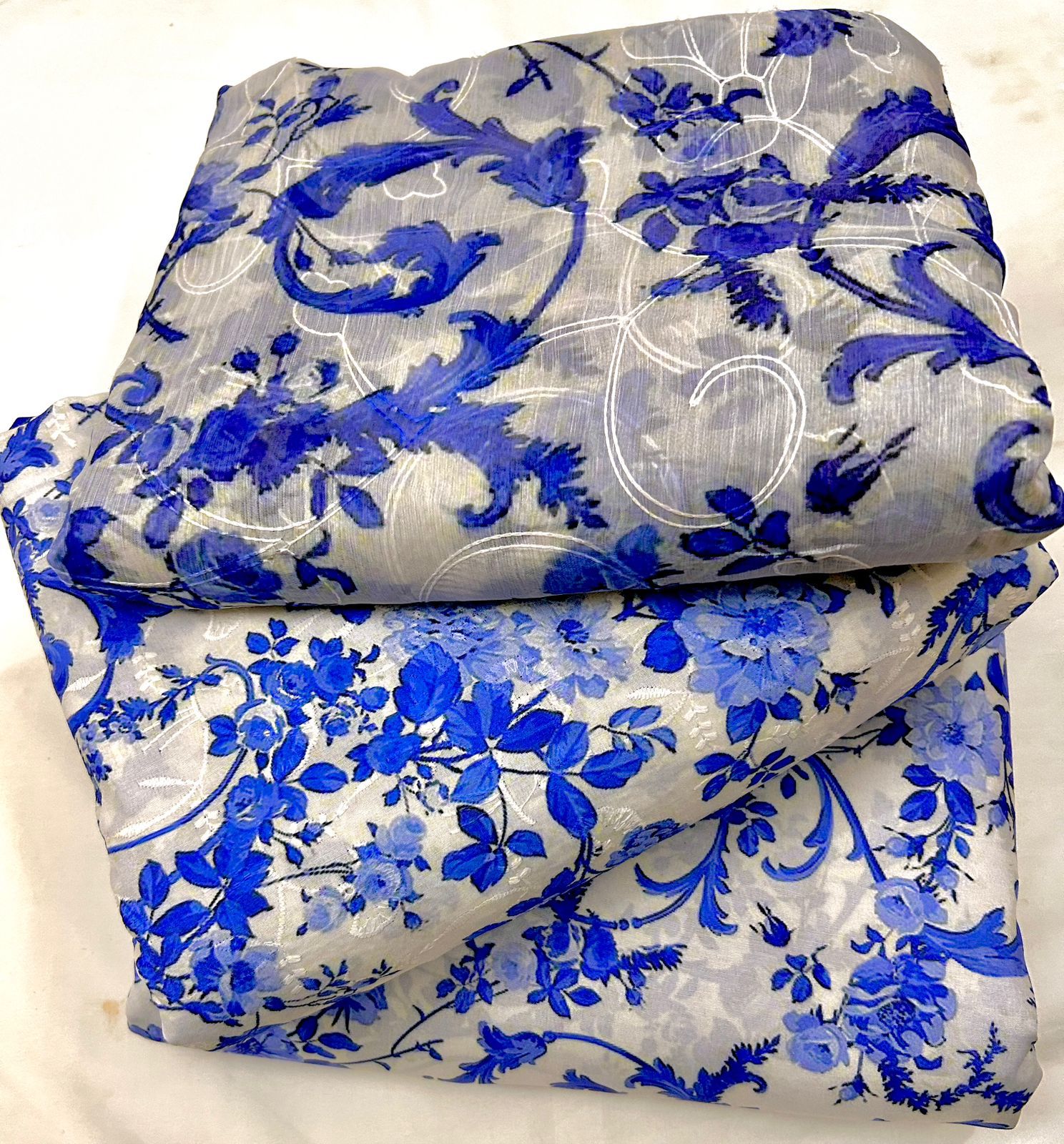 CHICKEN KARI SHIRT WITH PRINTED TROUSER & CHIFFON SOFT EMBROIDERY DUPATA