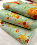 CHICKEN KARI SHIRT WITH PRINTED TROUSER & CHIFFON SOFT EMBROIDERY DUPATA