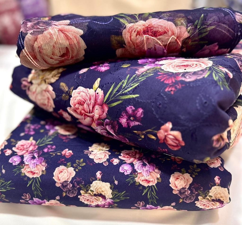 CHICKEN KARI SHIRT WITH PRINTED TROUSER & CHIFFON SOFT EMBROIDERY DUPATA