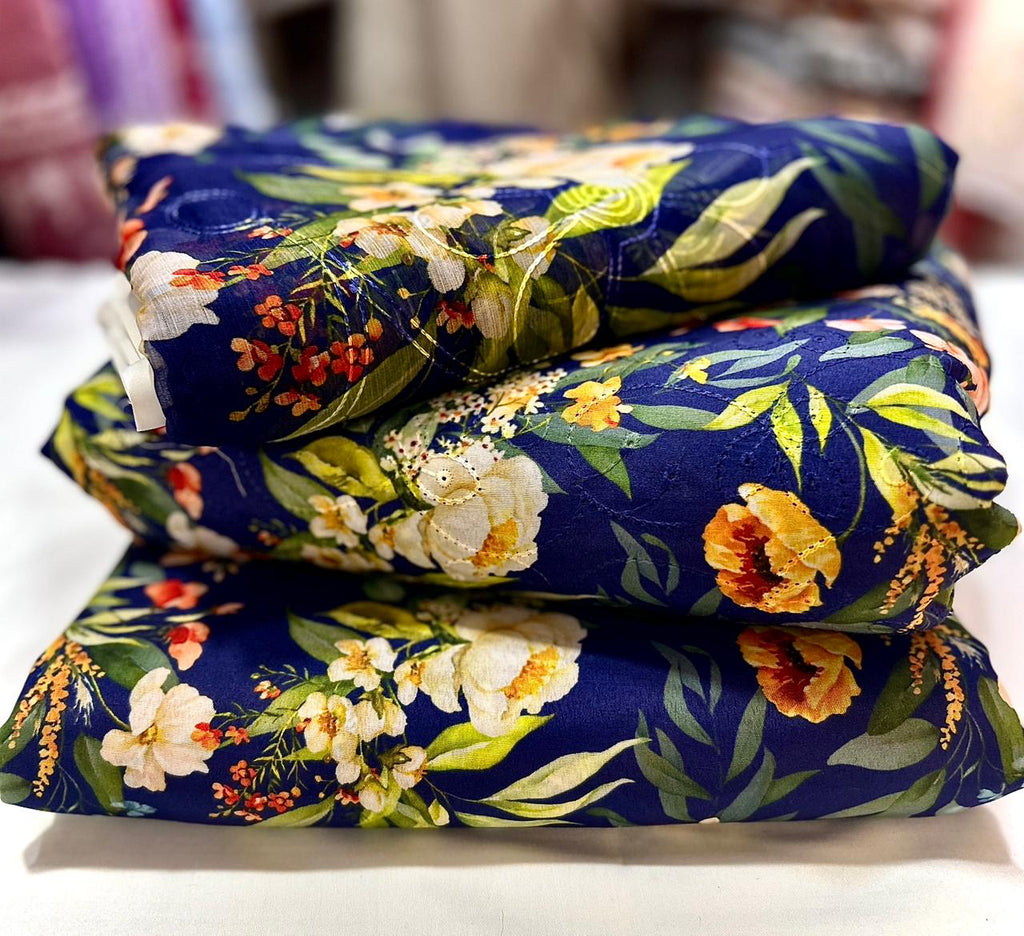 CHICKEN KARI SHIRT WITH PRINTED TROUSER & CHIFFON SOFT EMBROIDERY DUPATA