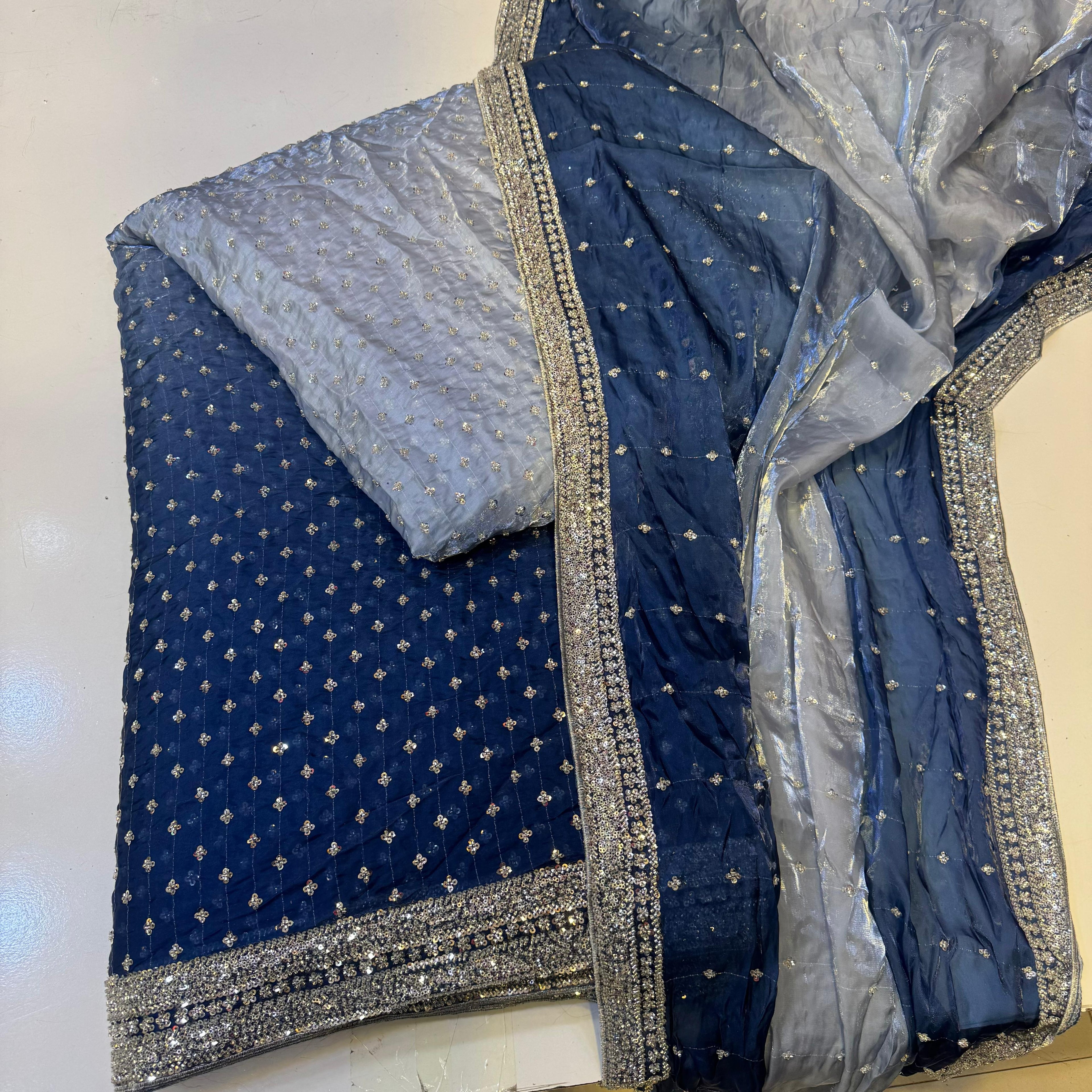 Double Shade Chan Cutdana Shesha Silk 3 Pcs Suit