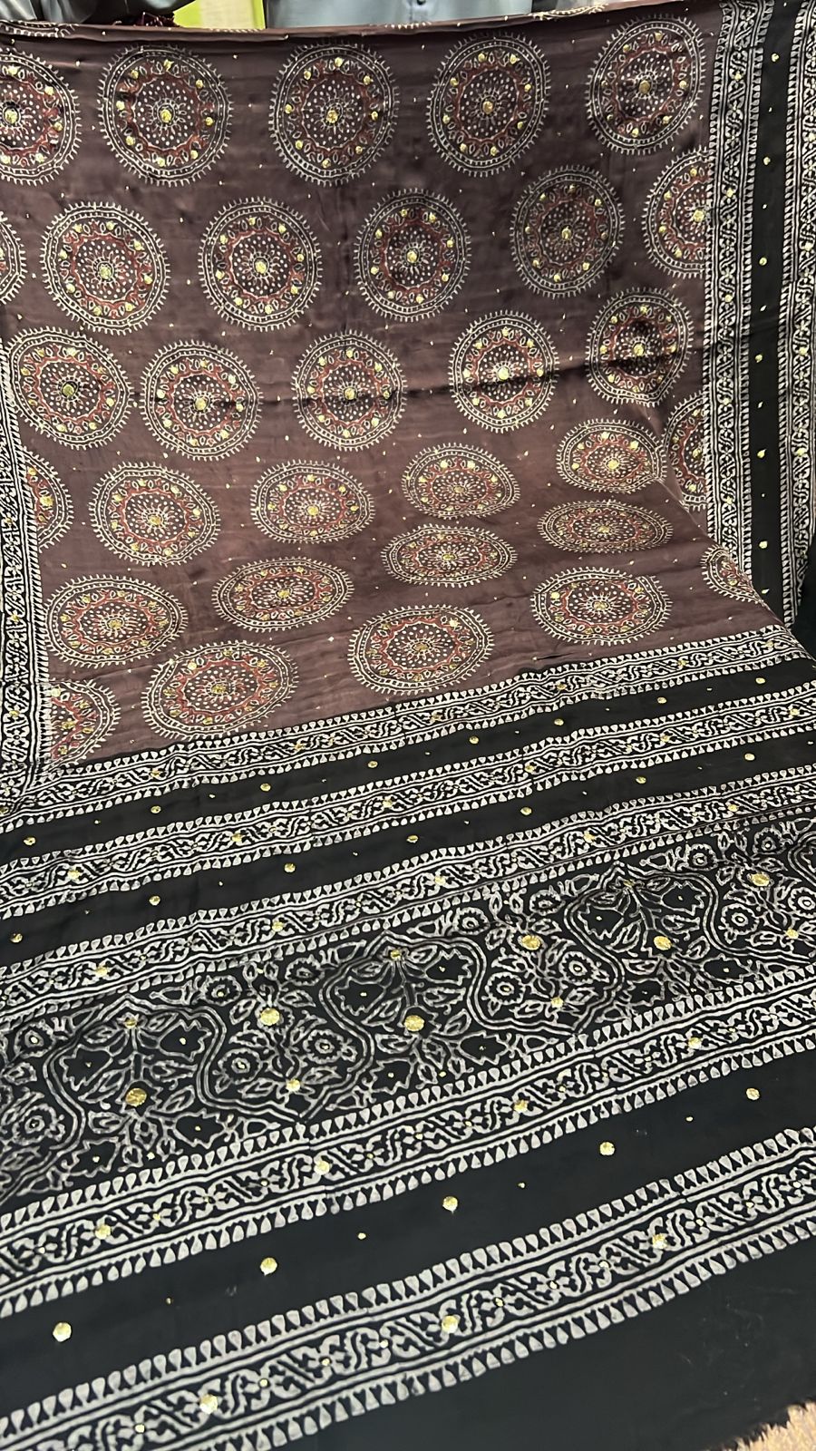 Organic Natural Dying Block Print Dopatay With Mukash Korean Shamooz Pay