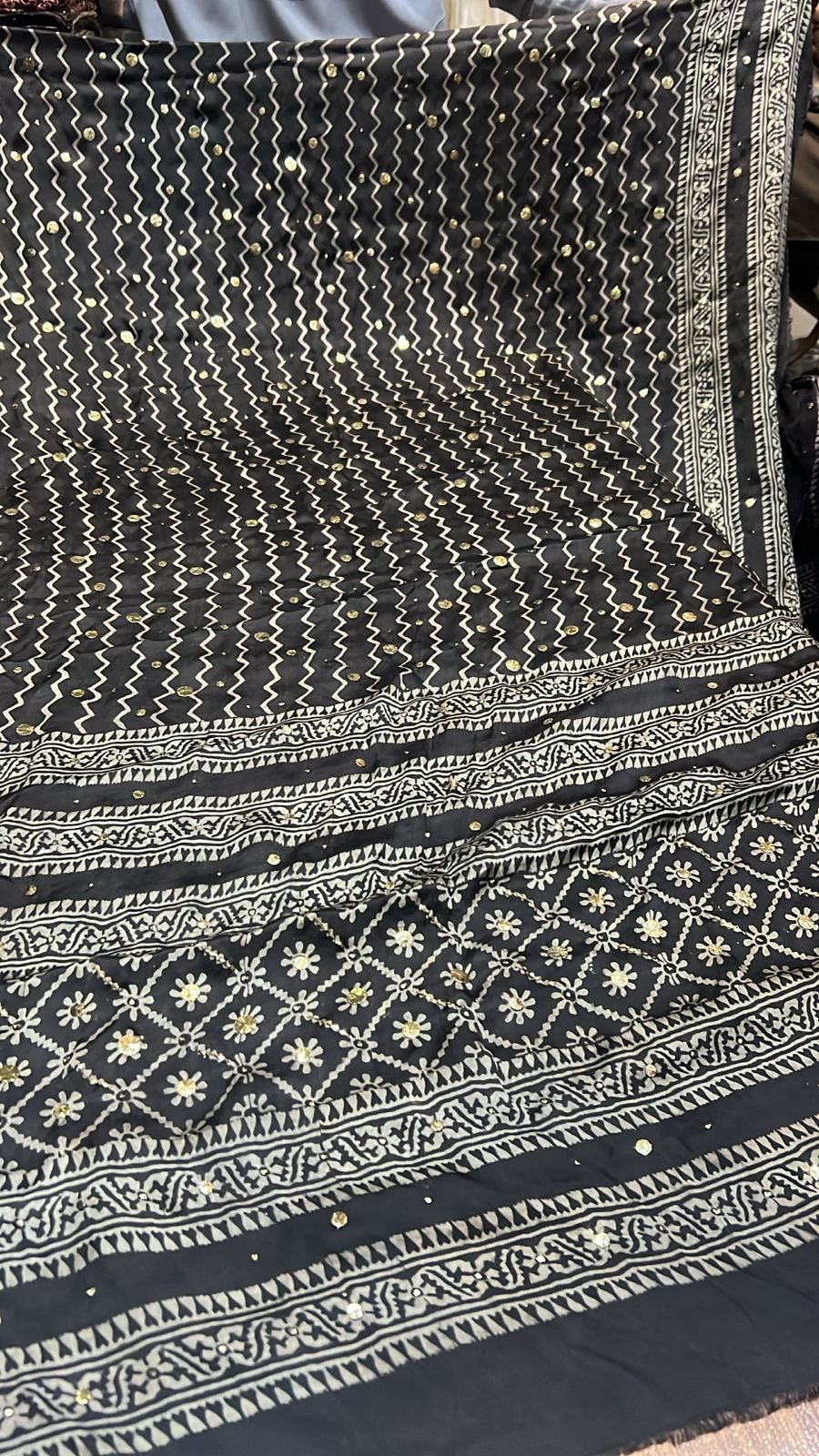 Organic Natural Dying Block Print Dopatay With Mukash Korean Shamooz Pay