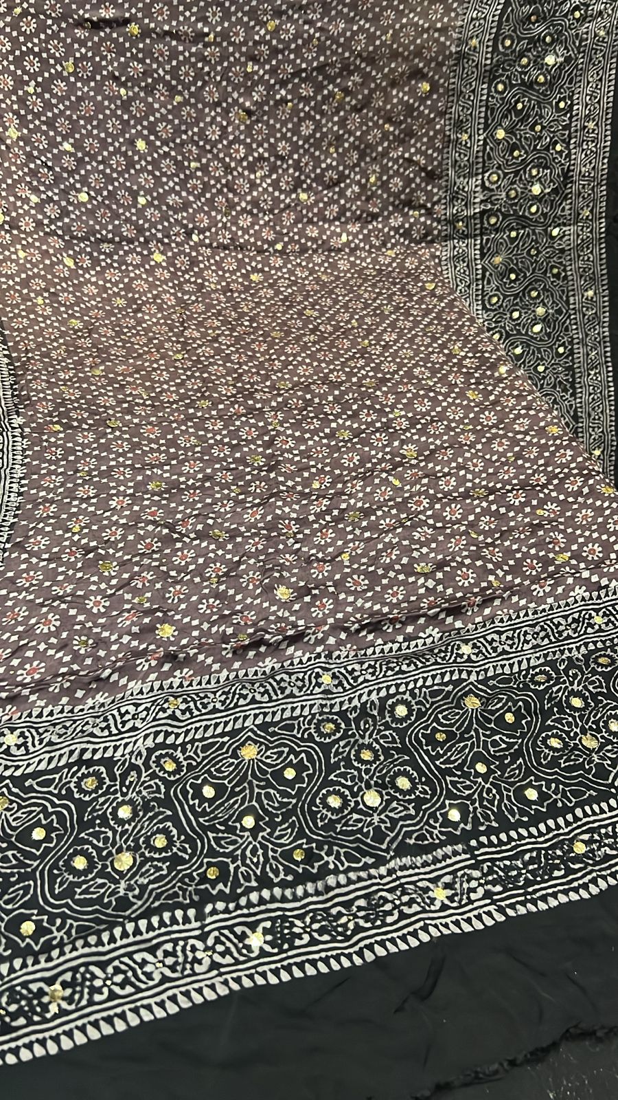 Organic Natural Dying Block Print Dopatay With Mukash Korean Shamooz Pay