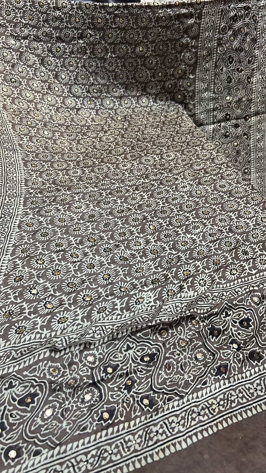 Organic Natural Dying Block Print Dopatay With Mukash Korean Shamooz Pay