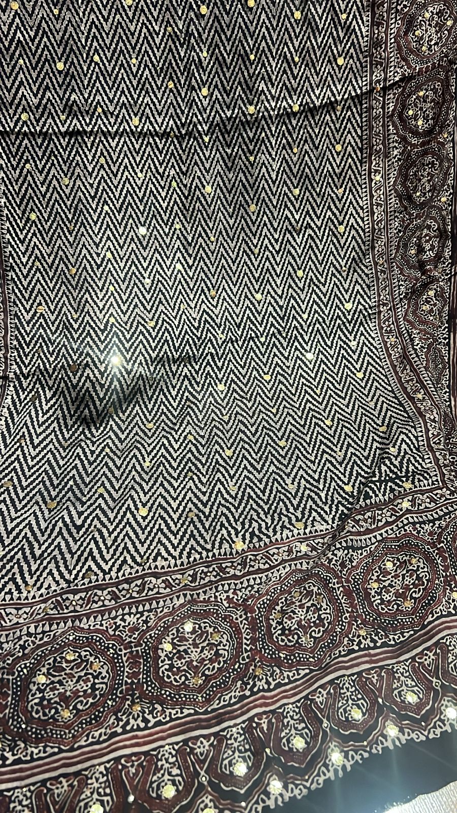 Organic Natural Dying Block Print Dopatay With Mukash Korean Shamooz Pay