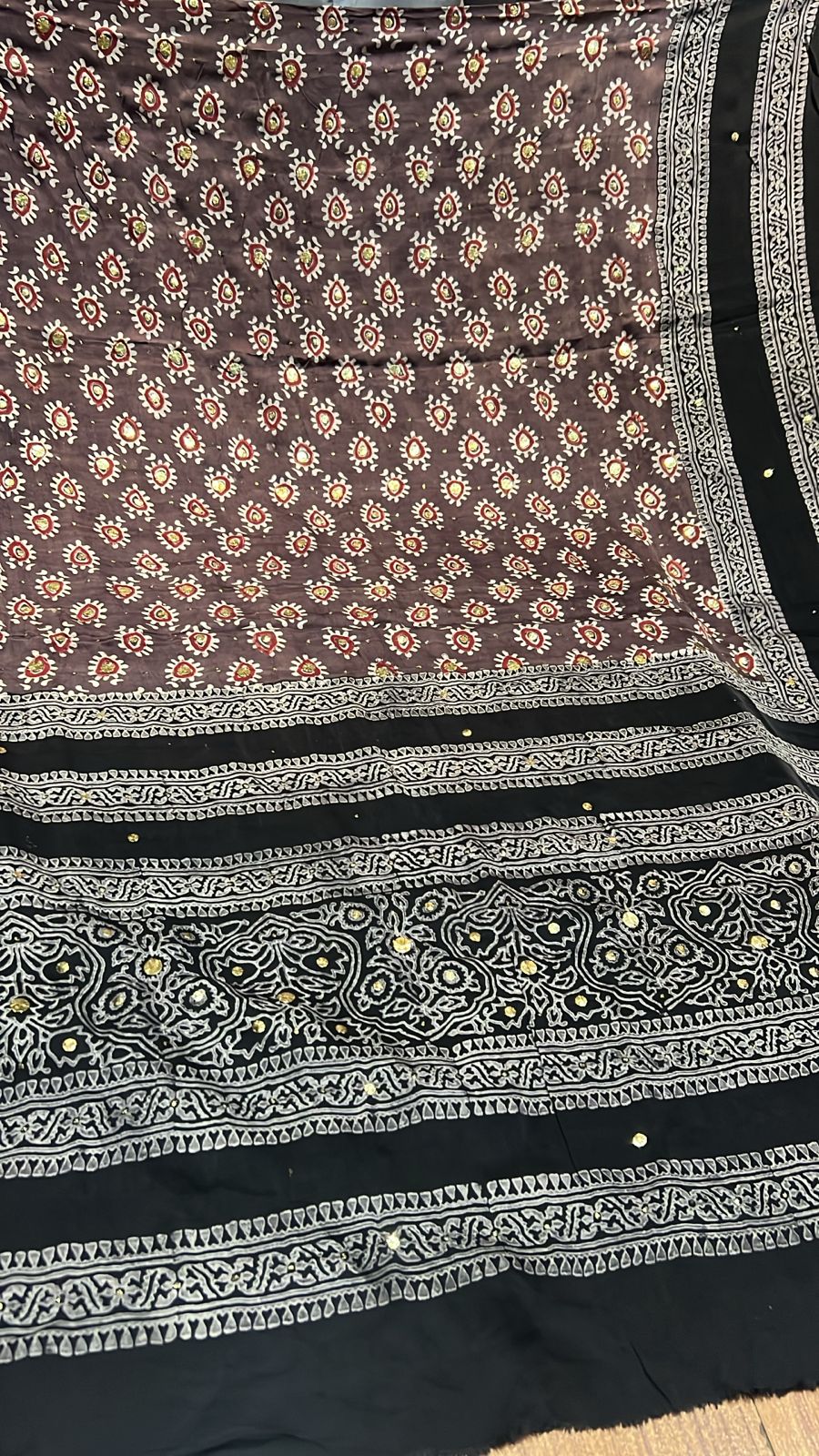 Organic Natural Dying Block Print Dopatay With Mukash Korean Shamooz Pay