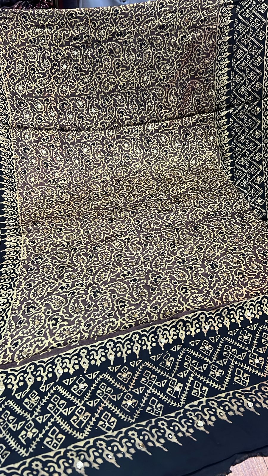 Organic Natural Dying Block Print Dopatay With Mukash Korean Shamooz Pay